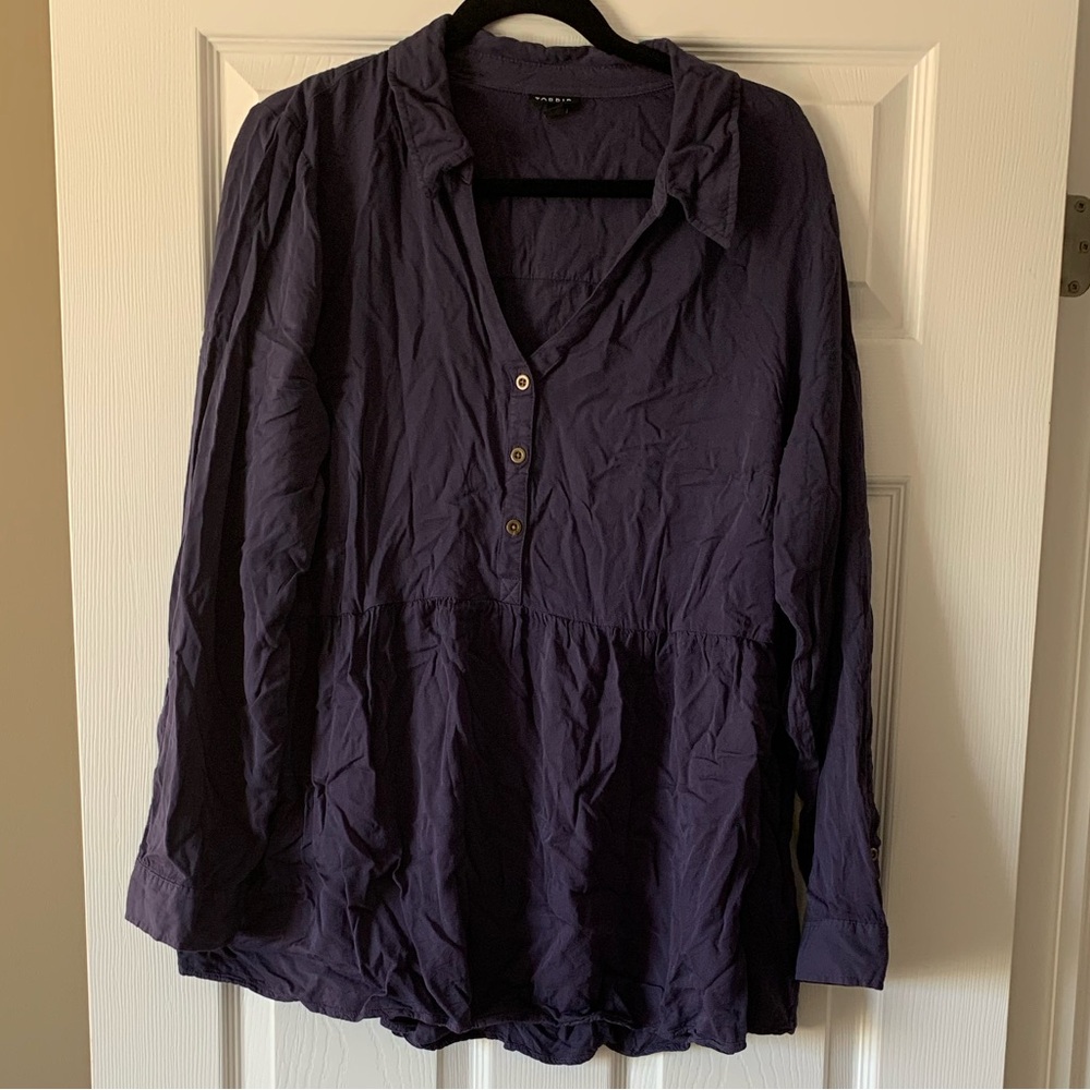 Torrid Deep Purple Button-Up Blouse